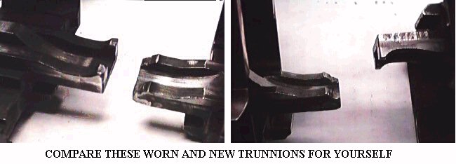 GOOD AND WORN TRUNNIONS